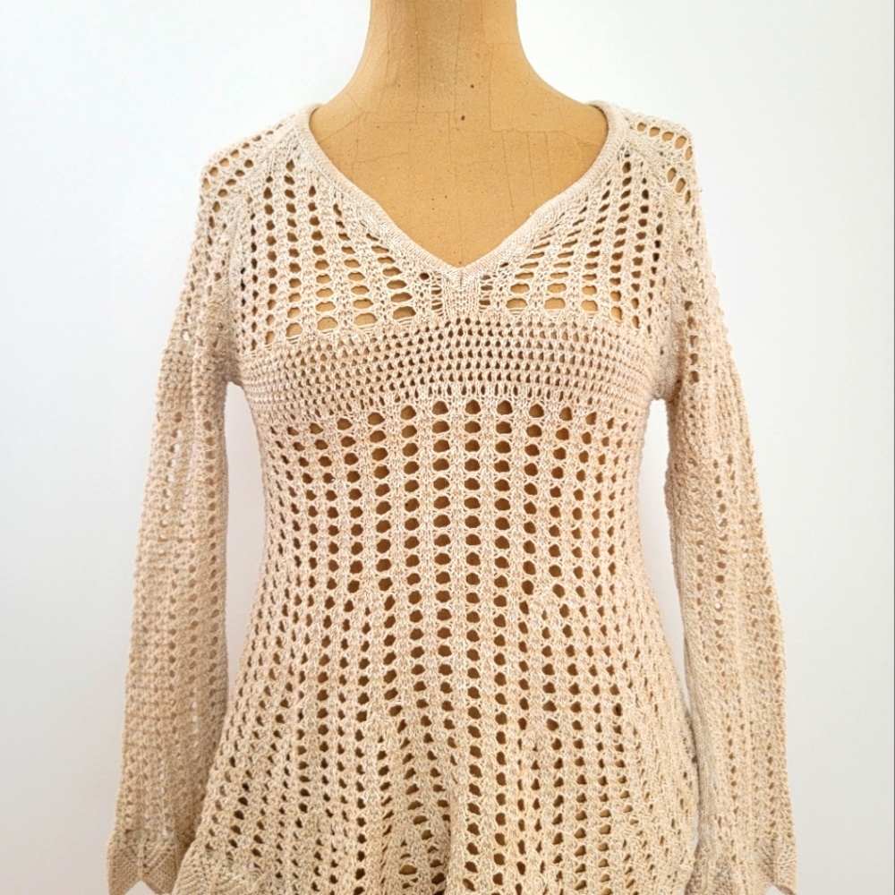 Open work knit sweater by Love on a Hanger...M...beige